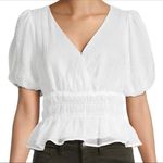 ASTR The Label Bubble Sleeve Smocked Top White Size Small Photo 0