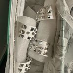 Lauren Lorraine Glittery White Sandals with Silver Studs Size 11 Photo 3