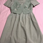 Flower Fairy Green Midi Dress with Vest Floral Details Size 10 Photo 0