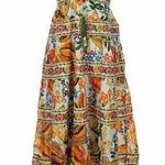 Farm Rio Blue Spring Bananas Midi Dress Size Large Tropical Vacation Casual Photo 1