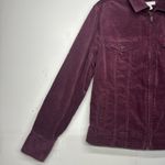 Charter Club  Women’s Medium Corduroy Jacket Purple Zip Front Long Sleeve Photo 1