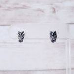 Small Stud Earrings Dark Silver Tone/Gray Owl Photo 0