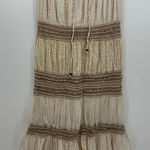NAOO Womens Boho Maxi Skirt Size L Cream Shimmer Tiered Gypsy Hippie Earthy Size L Photo 0