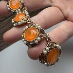 Kate Spade Orange Rhinestone Faux Pearl Gold Tone Necklace Bella Fleur Photo 4