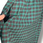 Susan Bristol Vintage 80s Green Plaid Corduroy Jumper Dress Festive Embroidery Photo 6