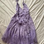 light pastel purple polka dot beachy halter dress Size M Photo 4