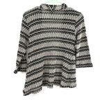 Roz & Ali Roz‎ & Ali Size Medium Sweater Black & White Loose Knit 3/4 Sleeve Open Front Photo 1