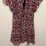 Rebecca Minkoff Tasha Abstract-Print Dress Red Black & White 6 EUC Tie Open Back Photo 10