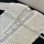 Pink Rose open front Cardigan, ivory, popcorn knit, criss cross back detail, S Photo 7