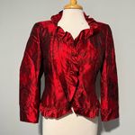 ALGO Boutique Red Rose Floral Shiny Blazer Jacket Size 38 S Photo 10