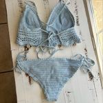 Crochet top and bottom baby blue with seashells bikini swim set Size undefined Photo 4