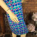 PAPELL BOUTIQUE BLUE, GREEN, & PINK DIAMOND PATTERN VINTAGE 80'S DRESS (8) Blue Photo 5
