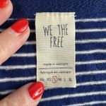 Free People We The S Small Hong Kong Henley Top Navy Striped Raw Hem Boho Beachy Photo 6