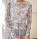 SheIn  Blue Floral Sheer Mesh Blouse Size‎ Small Photo 1