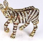 VTG Pave Crystal ZEBRA BROOCH PIN Enameled Gold Standing Zoo Animal Green Eyes Photo 1