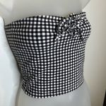 Me to We Black and White Checkered Strapless Crop Top Size Small Photo 2