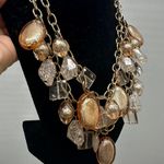 Gold and Silver Charm Necklace with Pearl and Crystal Accents Photo 2