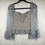 Revolve  Storia Blue Cream‎ Floral Smocked Puff Sleeve Top Photo 5