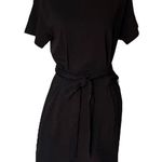 Vince  Short Sleeve Waist Tie Shirt Mini Dress Black Womens Size Medium Photo 3
