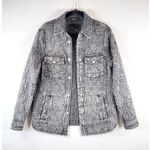 BLANKNYC Womens Jacket Gray Button Up Quilted Shacket Acid Wash Outdoor Small Black Photo 0