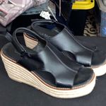 Corkys Black Vegan Leather Jute Wedge Sandals Size 9 Photo 4