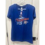 Nba OKC Thunder Champions 2025 Royal Blue T Shirt Women's Large Photo 1