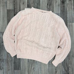 Nordstrom Vintage  Handknit cableknit light pink chunky sweater Photo 0