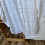 Garnet Hill  Women's Petite M Striped Linen Blouse Multicolor Long Sleeve Photo 3