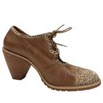 Anthropologie Schuler & Sons Lace Up Retro Leopard Print Toe Heels Sz 10.5 Photo 1