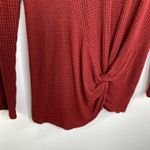cupio  Red Waffle Knit V-Neck Twist Front Long Sleeve Top Women's Size Medium M Photo 1