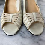 Taryn Rose  Neutral Cream Peep Toe Heels 39.5/9.5 Career Photo 2