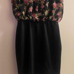 Wet Seal Womens Strapless Long Tunic Top Blouse M Black Floral Bust 36” 38” Photo 3
