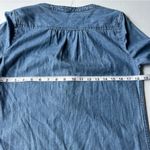 EXPRESS NWT  Chambray Shirt Dress V neck long sleeves collarless medium wash XS Photo 9