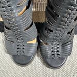 Lucky Brand Darvie Strappy Open Toe Block Heel Sandal Women 8 Black Leather Zip Photo 6