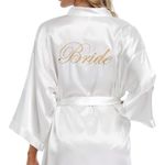 Women's white Bride kimono robe size L/XL, new no tags Gold Photo 1