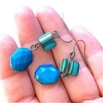 Elegant Beaded Dangle Earrings Turquoise Blue Photo 3