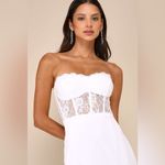 Lulus LULU’S Exquisitely Sultry White Lace Strapless Bustier Midi Dress Photo 4