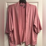 Any Body Loungewear French Terry Open Front Cardigan In Mauve Size Large Pink Photo 0