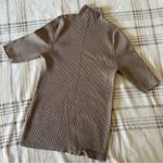 Dress Forum  Beige Mockneck Stretchy Ribbed T-Shirt XS-Medium Photo 2