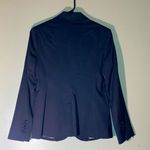 Eddie Bauer One Button Charcoal Grey Shoulder Padded Women Blazer Size 4 Petite Photo 2