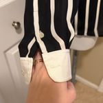 Ralph Lauren Lauren Women’s Sheer Black and Cream Striped Silk Blouse, Size L Photo 3