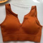 Spiritual Gangster Orange Sports Bra Ribbed Knit V-Notch Photo 0