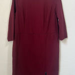 Talbots maroon 2/3 sleeve dress with black faux leather trim size 16P Photo 0
