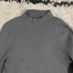 Babaton Grey Ribbed Mock Neck Tie Back Sweater Photo 5