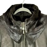 Vintage Centropel Real Shearling Long Leather Coat Fur Collar 90s Black Small Photo 8