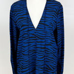 ALC Frank NWT‎ ALC Womens Kirk Silk Top in Blue/Black Zebra Sz 4 Office Career Lightweight Photo 0