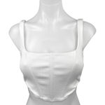 Princess Polly  White Ribbed Knit Sleeveless Square Neck Strap Crop Tank Top Sz 4 Photo 0