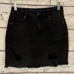 Wild Fable Jean Mini Skirt Stretchy Distressed Black-4 Photo 0