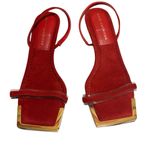 Good American Red Suede Standout Square Toe Slingback Heels Photo 3