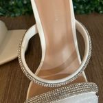 Journee Collection Reena White Rhinestone Heels Size 9 β Bridal Dressy Mule NEW Photo 2